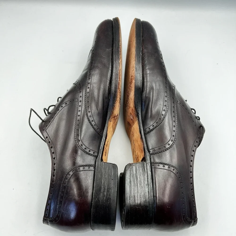 VTG Florsheim Royal Imperial Mens 10D Wingtip Leather Burgundy Brown Dress Shoes